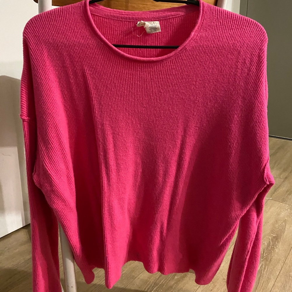 Bright pink long sleeve sweater